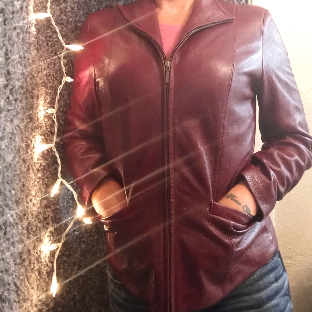 Real leather light jacket LOOKS BRAND NEW